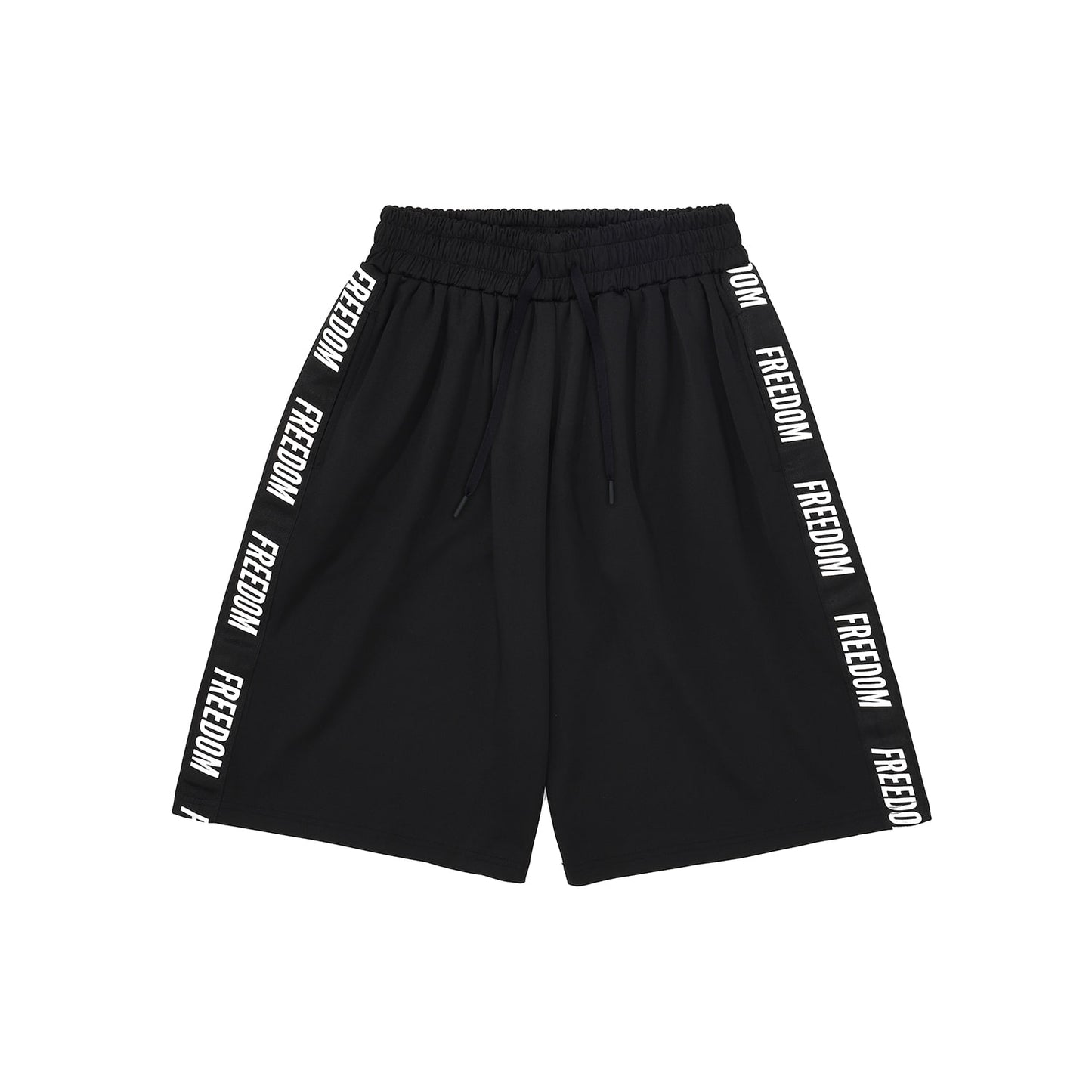 Freedom Tape Logo 純棉七分短褲 黑色 運動短褲 | Freedom Taiwan 運動服
