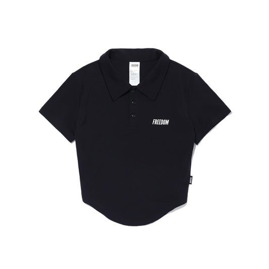 機能領口短版修身上衣｜黑色