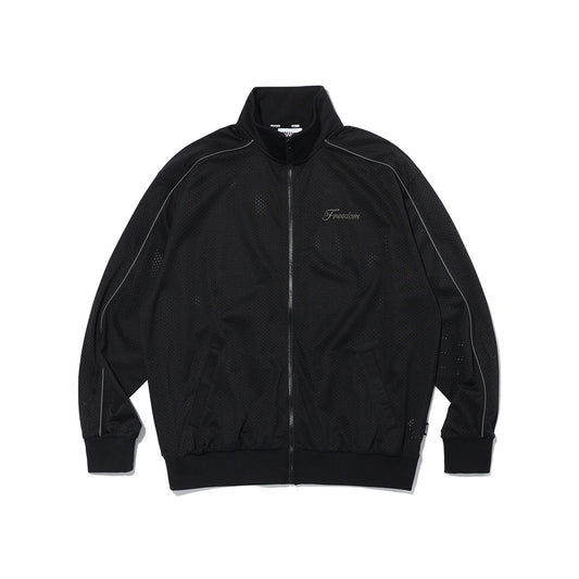 Freedom 流線網眼立領外套｜黑色