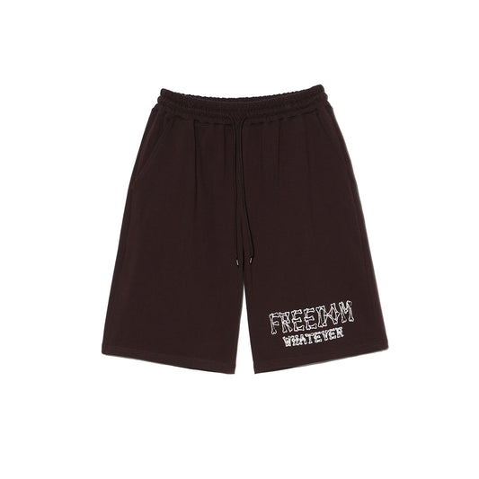 Freedom 碎骨壓紋短褲｜棕色