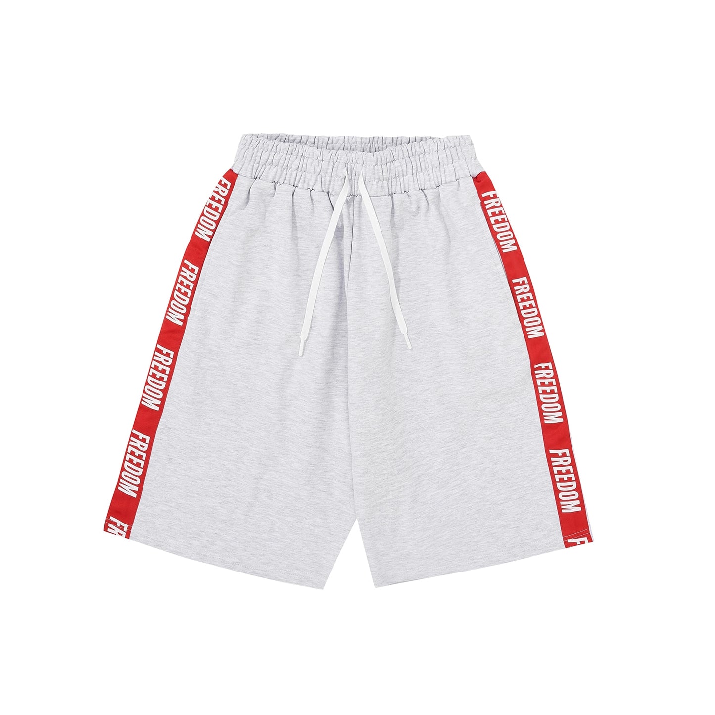 Freedom Tape Logo 純棉七分短褲 白色紅邊 運動短褲 | Freedom Taiwan 運動服