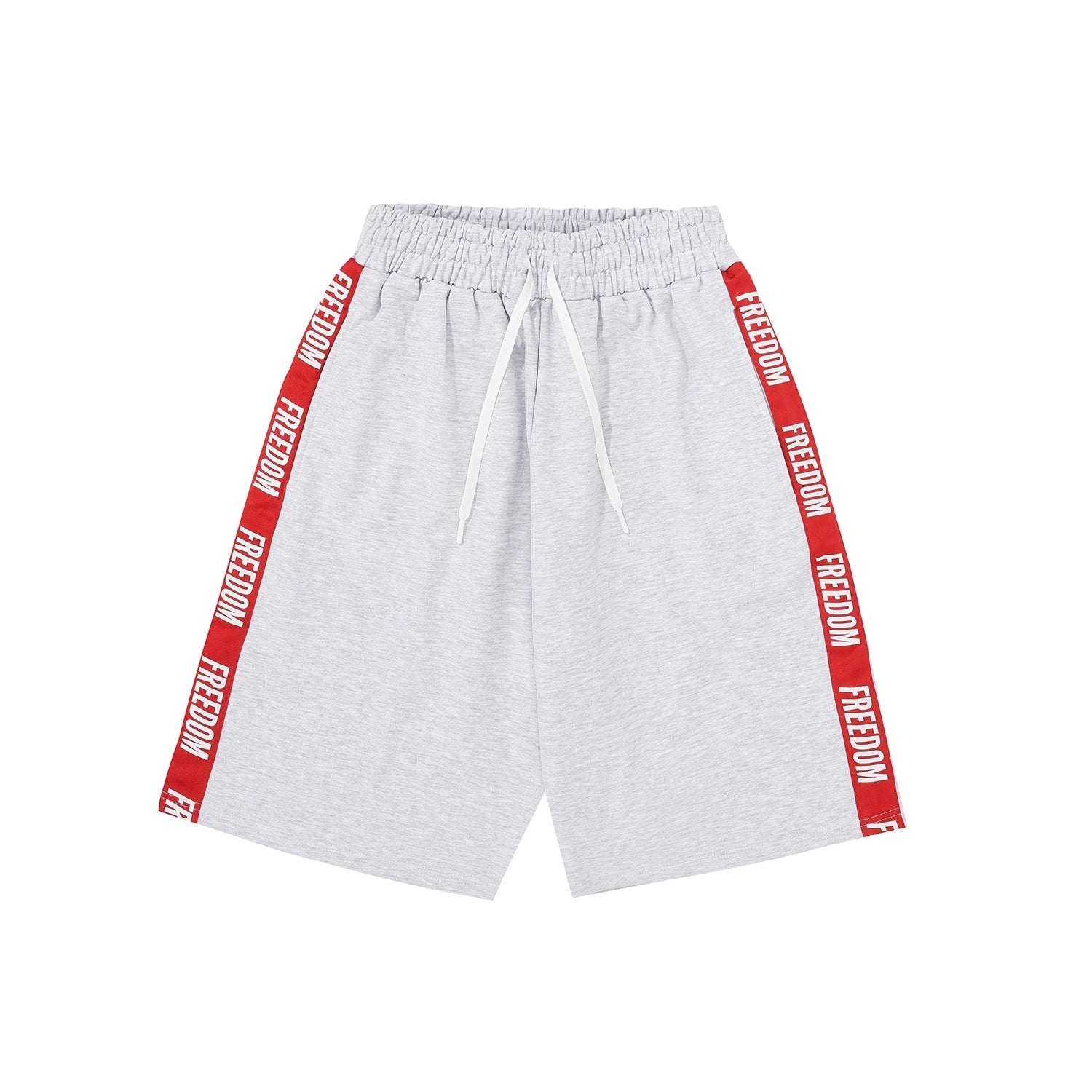 Freedom Tape Logo 純棉七分短褲 白色紅邊 運動短褲 | Freedom Taiwan 運動服