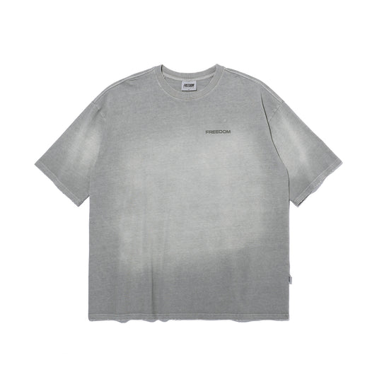Freedom 復古水洗短袖上衣｜灰色