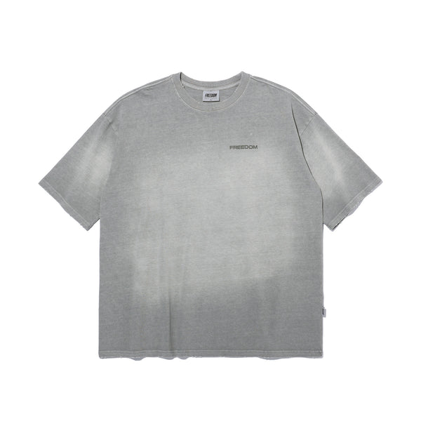 Freedom 復古水洗短袖上衣｜灰色