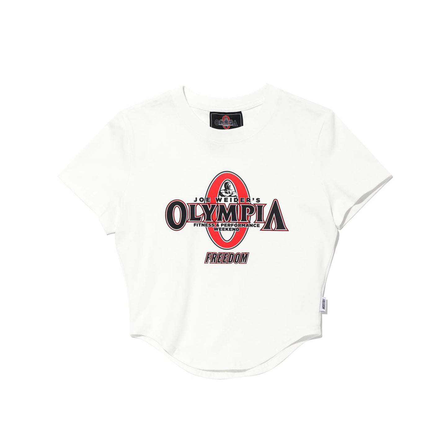 Olympia Big Logo 短板圓弧上衣 白色 健身訓練服 | Freedom Taiwan 運動服