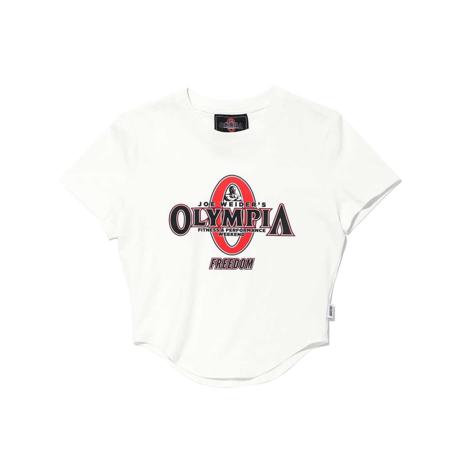Olympia Big Logo 短板圓弧上衣 白色 健身訓練服 | Freedom Taiwan 運動服