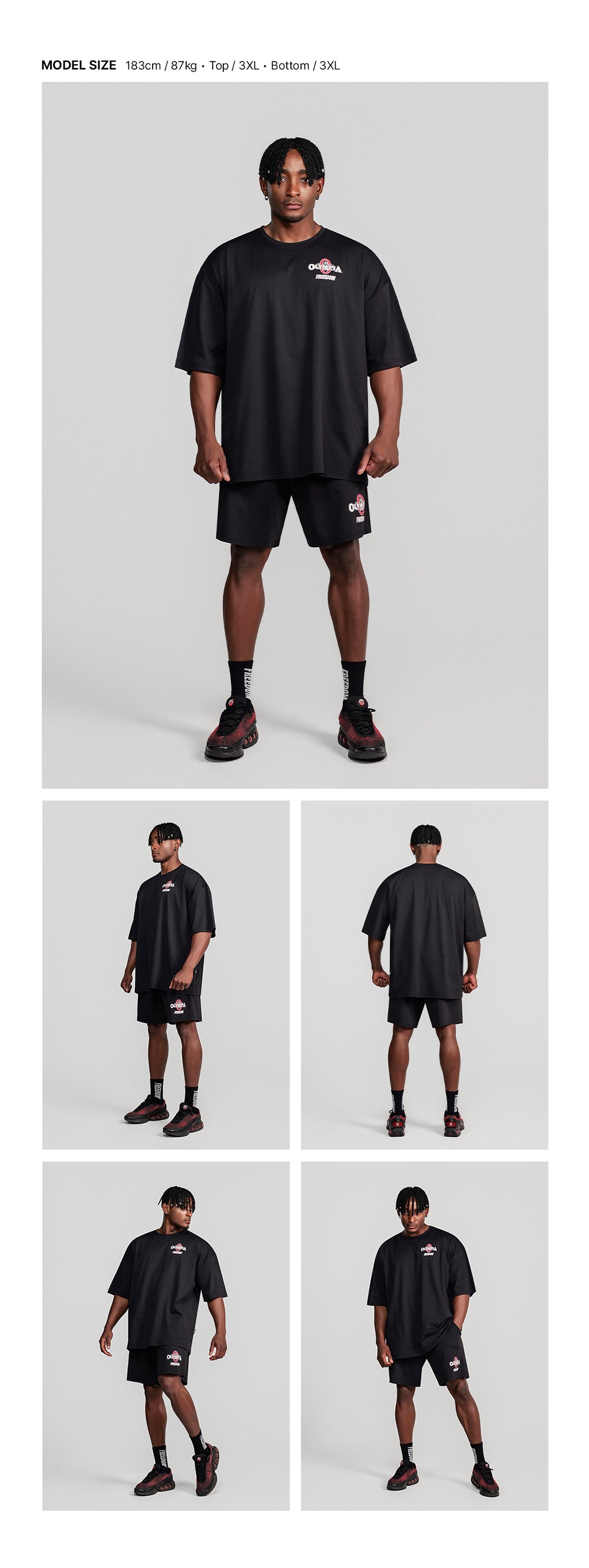 Olympia Essential Overfit 短袖上衣 黑色|100% Polyester 对寬版型機能訓練服 | Freedom Taiwan