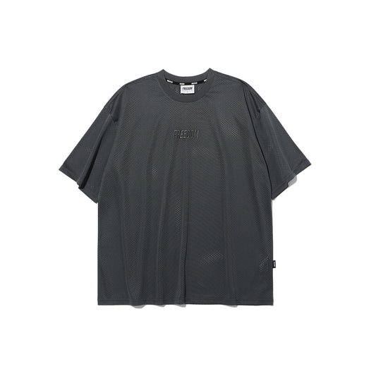 Freedom Logo Mesh Oversize 上衣｜深灰色